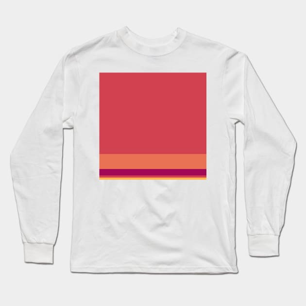 A perfect layout of Almost Black, Dark Fuchsia, Brick Red, Dark Peach and Pastel Orange stripes. Long Sleeve T-Shirt by Sociable Stripes